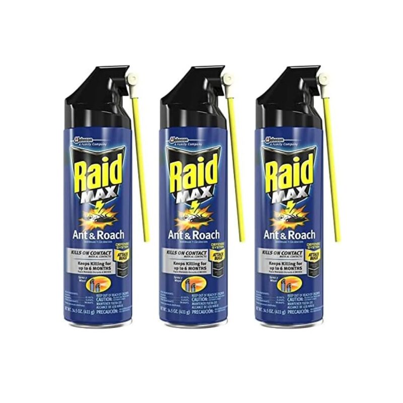 Raid Max Ant & Roach Aerosol Spray 14.50 oz (Pack of 3)