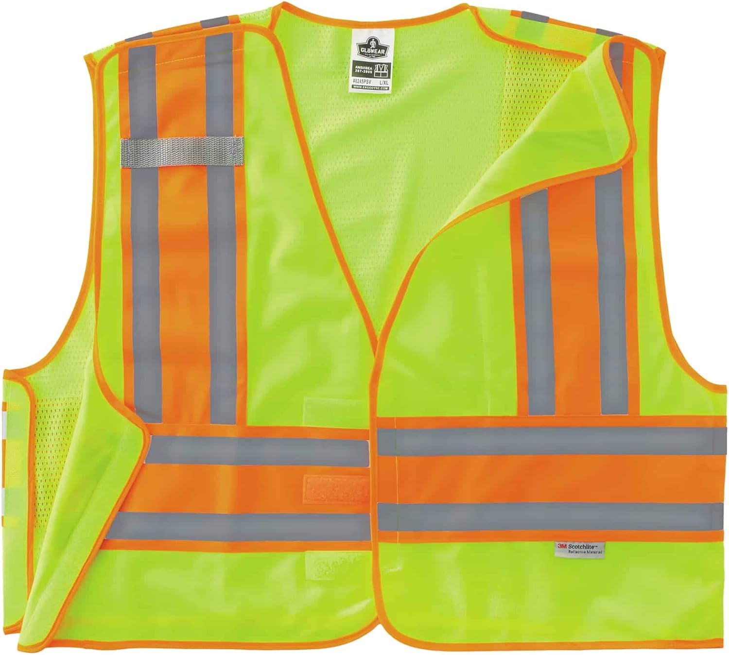 ERGODYNE GloWear 8245PSV Public Safety Reflective Vest, High Visibility, ANSI Compliant, Breakaway