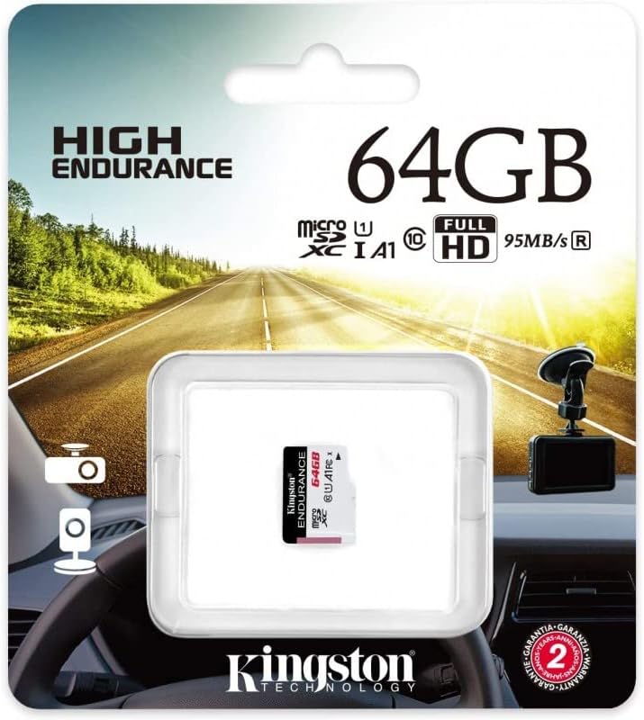 Kingston High Endurance 64GB MicroSD Card High Performance, 1080P, Full HD, Up to 95MB/S Read, (SDCE/64GB)