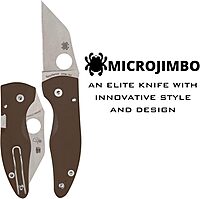 Spyderco MicroJimbo Ultra-Compact Pocket Knife - CPM 15V Steel Blade with G-10 Handle, Compression Lock, Brown, PlainEdge - C264GPBN15V