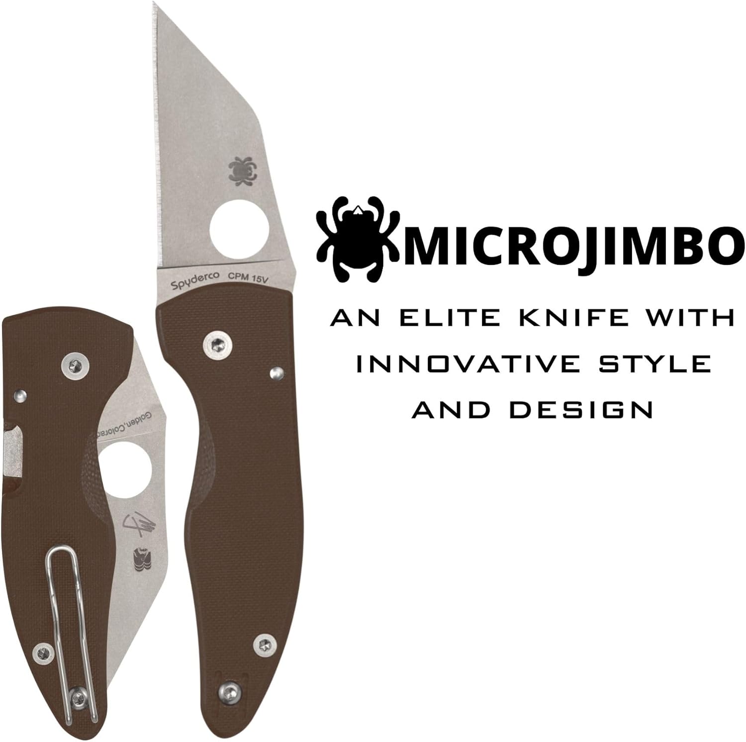 Spyderco MicroJimbo Ultra-Compact Pocket Knife - CPM 15V Steel Blade with G-10 Handle, Compression Lock, Brown