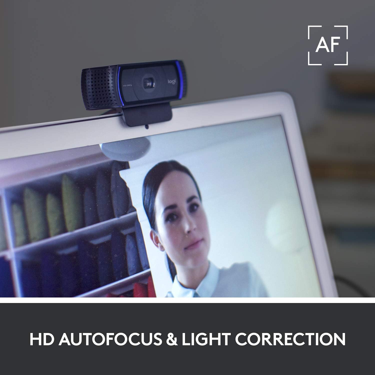 Logitech C920S HD Pro Webcam, Full HD 1080p/30fps Video Calling, Clear Stereo Audio, Light Correction, Privacy Shutter