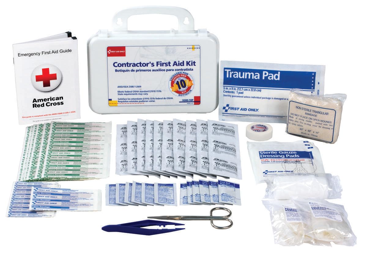 First Aid Only 96 Piece Bulk Contractors Kit Plastic Case with Gasket, 1.05 Pound
