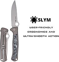 Spyderco Slym Ultralight Folding Knife - M390 Steel Blade with Titanium/Carbon Fiber Handle, R.I.L Lock, PlainEdge - C271TIP