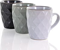Elama Diamond Waves 6-Piece Stoneware Mug Set, 12 oz, Assorted Colors