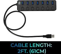 Adesso 7-Port USB 3.0 Hub with Individual Power Switch & Power Adapter