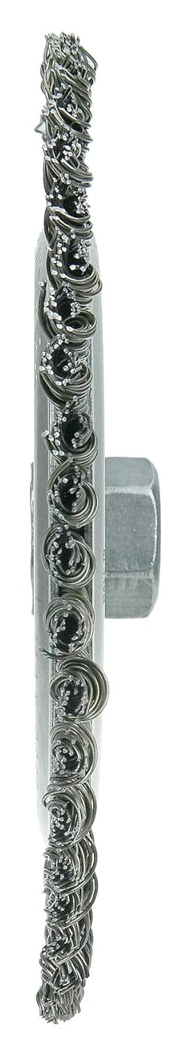 Weiler 36297 Wolverine 7" Knot Wire Wheel, Stringer Bead Twist, 0.020" Steel Fill, 5/8"-11 UNC Nut