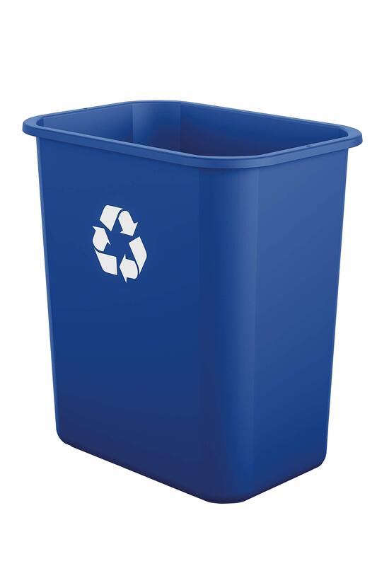 Suncast Commercial Desk-Side Rectangular Resin Recycling Bins, 7 Gallons, Blue, Pack Of 12 Bins