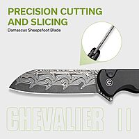 CIVIVI Chevalier II Folding Pocket Knife, Button Lock, 3.47\" Sheepsfoot Blade, Aluminum Handle
