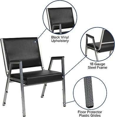 Flash Furniture HERCULES Bariatric Medical Reception Arm Chair With Antimicrobial Protection, Black