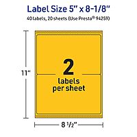 Avery Printable Rectangle Labels, Sure Feed Technology, 5" x 8-1/8", Bright Yellow, Laser/Inkjet Printable