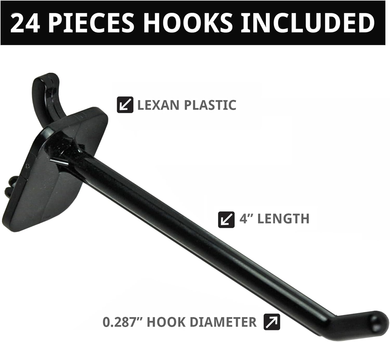 Azar Displays Four-Sided Revolving 8" W x 20" H Counter Pegboard Display with 24 Hooks