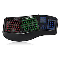 Adesso Tru-Form 150 3-Color Illuminated USB Ergonomic Keyboard, Black, AKB-150EB