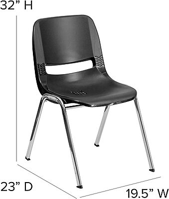 FLASH FURNITURE HERCULES Series 880 lb Capacity Ergonomic Shell Stack Chair with Chrome Frame 18" Seat Height
