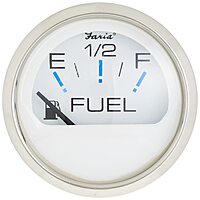 Faria - 3003.3544 13801 Chesapeake Stainless Steel Fuel Level Gauge (E-1/2-F) - 2", White