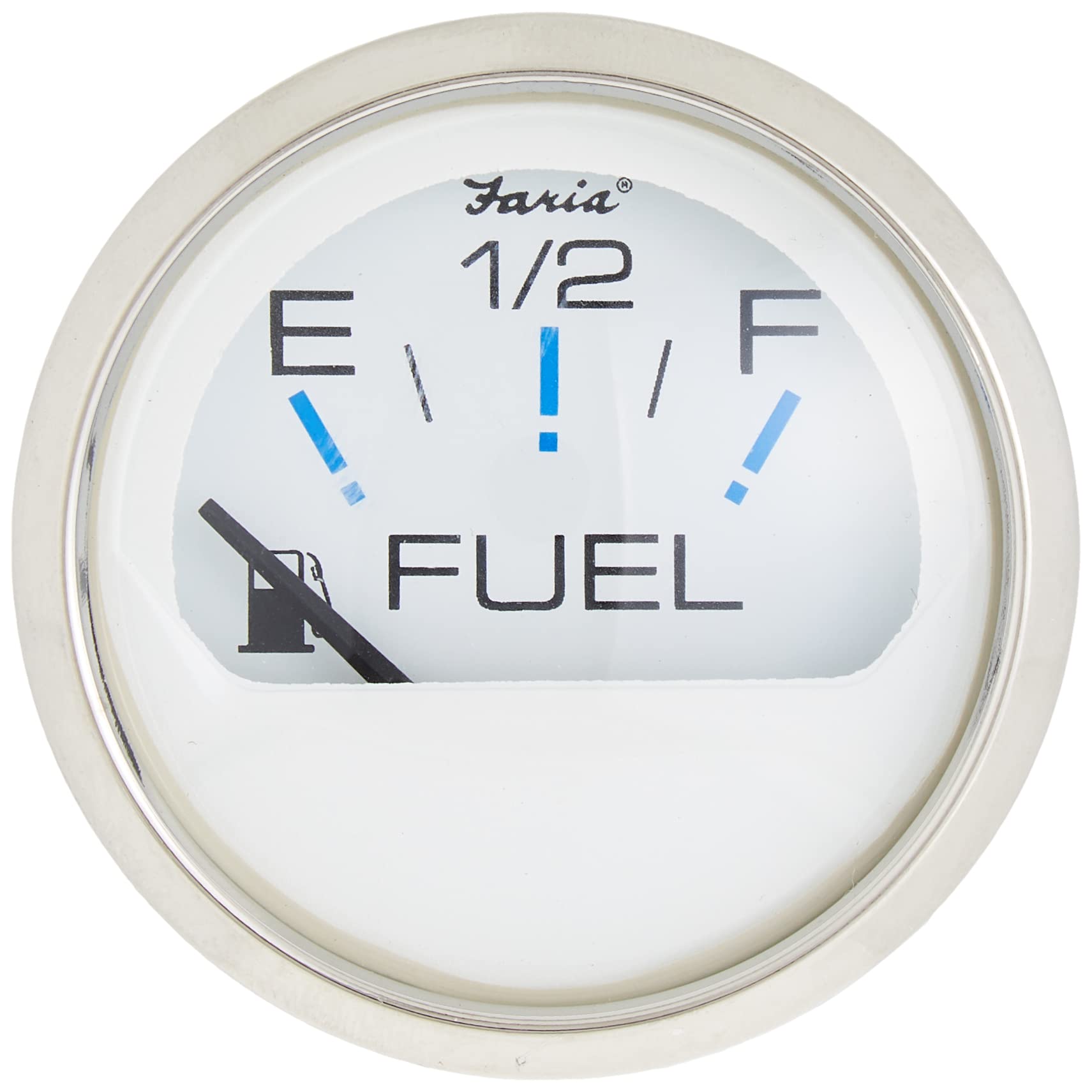 Faria - 3003.3544 13801 Chesapeake Stainless Steel Fuel Level Gauge (E-1/2-F) - 2", White