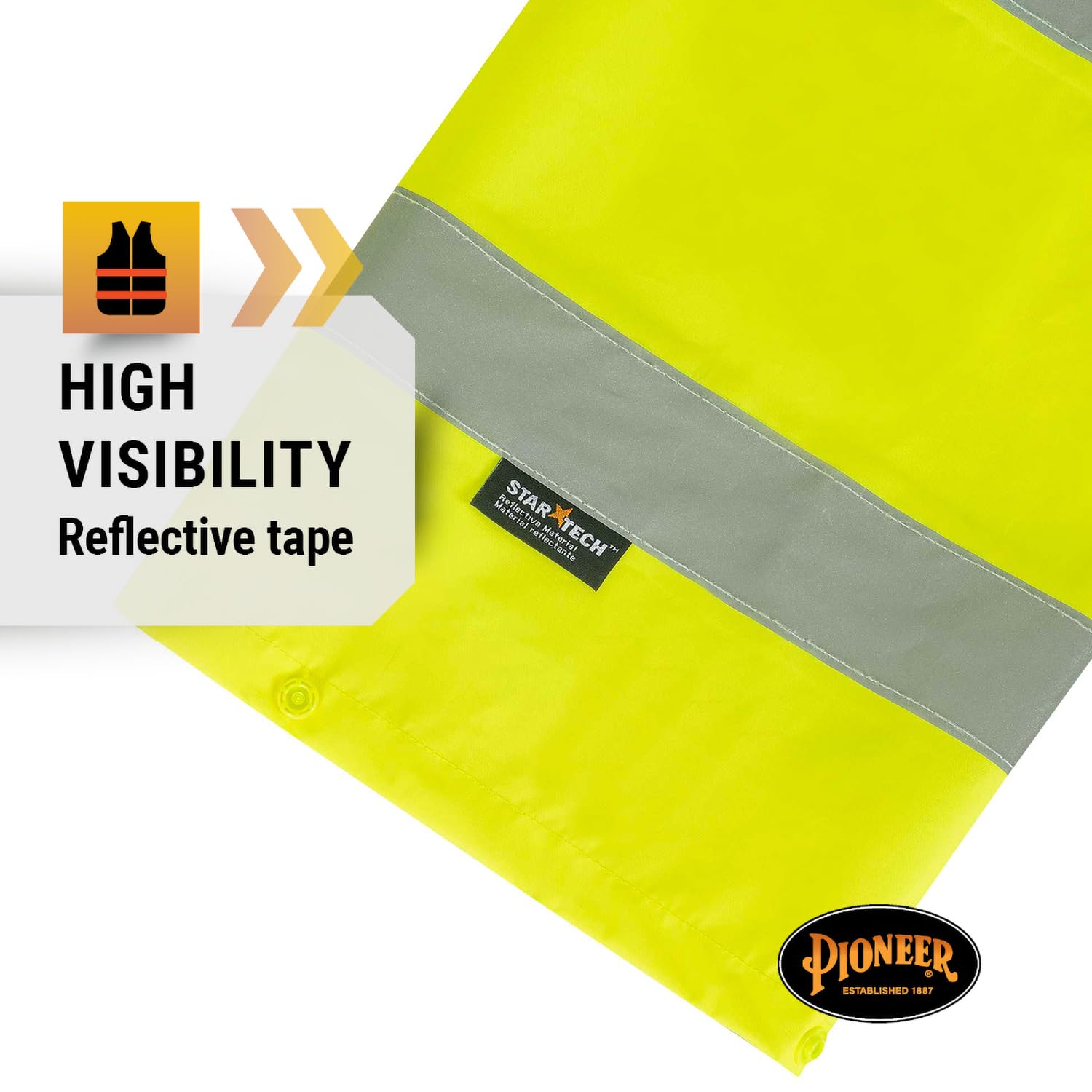 Pioneer High Visibility Rain Gear Safety Jacket and Bib Pants – Hi Vis Waterproof Reflective PVC Work Suit for Men