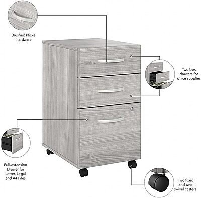 Bush Business Furniture Hybrid 3 Drawer Mobile File Cabinet