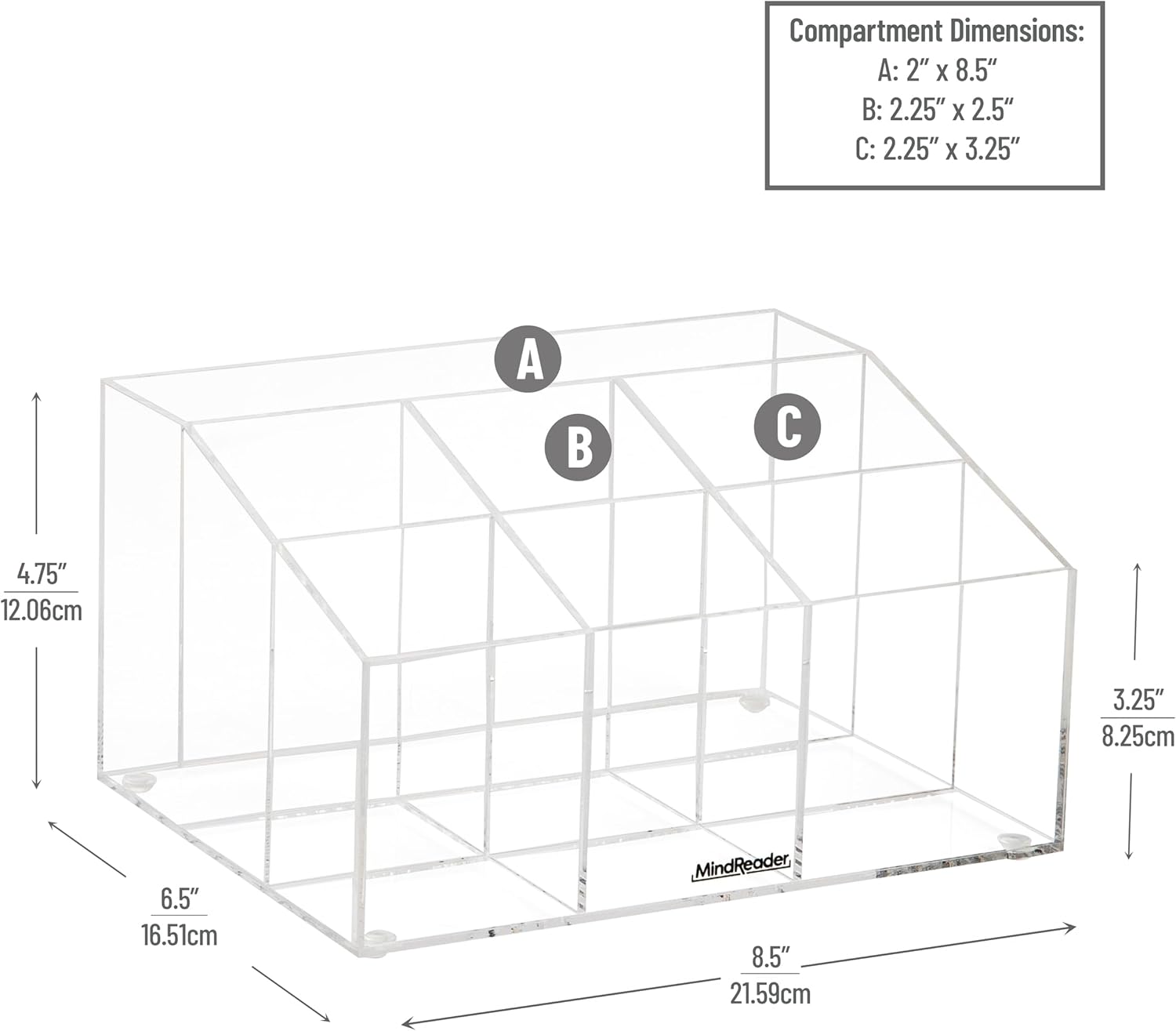 MIND READER Acrylic Desktop Organizer, Clear