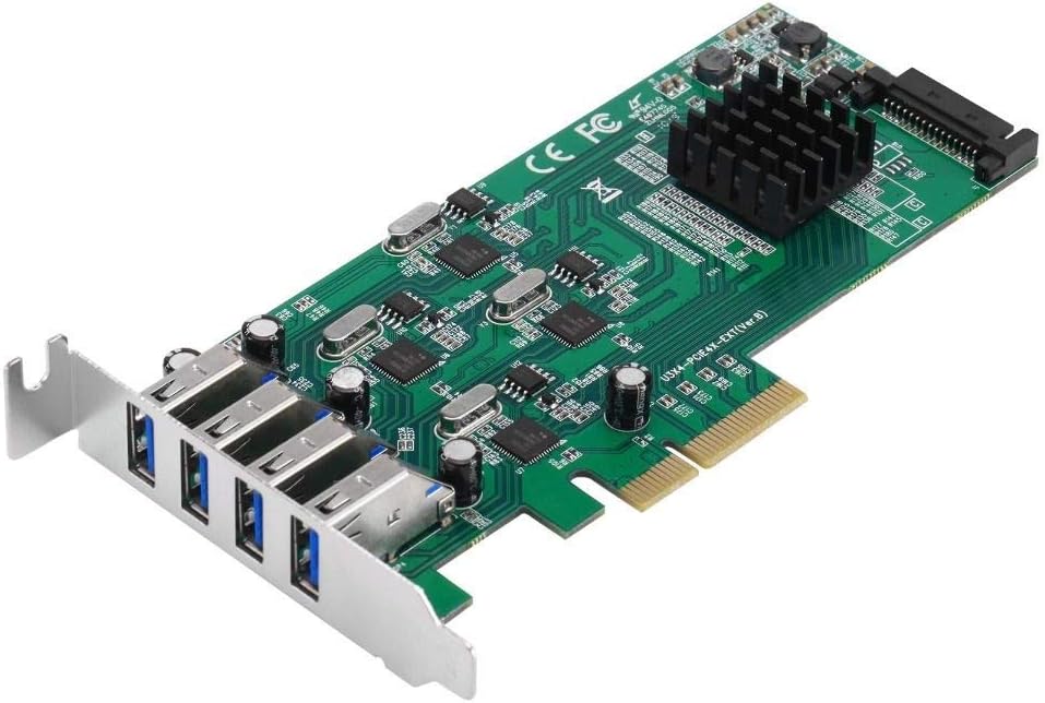 SIIG 4 Port USB 3.0 PCIe Card with 4 Dedicated 5Gbps Channels (USB 3.2 Gen 1) - Quad Core 20Gbps - UASP