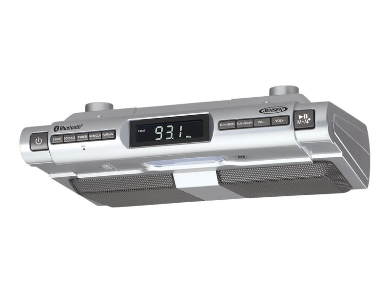 Jensen SMPS-628 Under-Cabinet Universal Bluetooth Music System, Silver