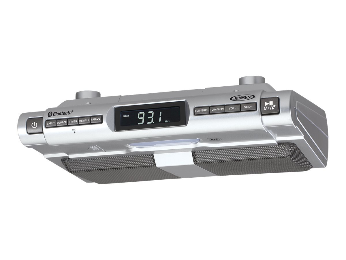 Jensen SMPS-628 Under-Cabinet Universal Bluetooth Music System, Silver