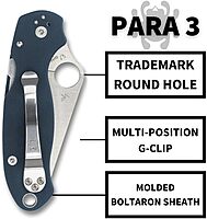 Spyderco Para 3 CPM SPY27 Lightweight Folding Knife with 2.93 Inch Stainless Steel Blade and Durable FRN Handle - PlainEdge - C223GPCBL