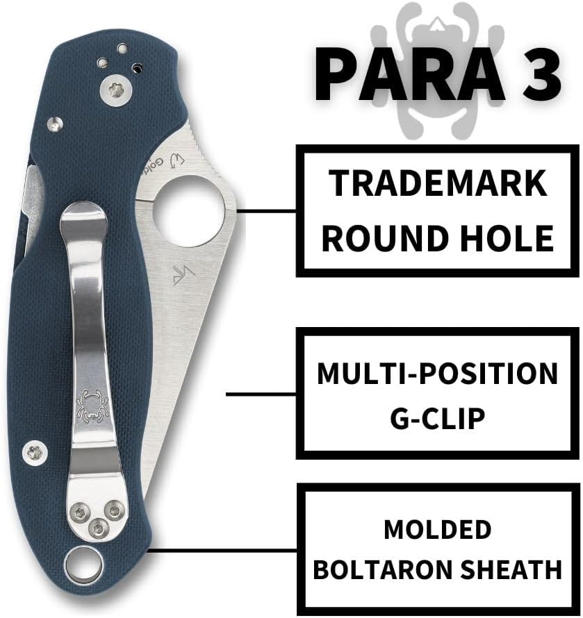 Spyderco Para 3 CPM SPY27 Lightweight Folding Knife with 2.93 Inch Stainless Steel Blade and Durable FRN Handle