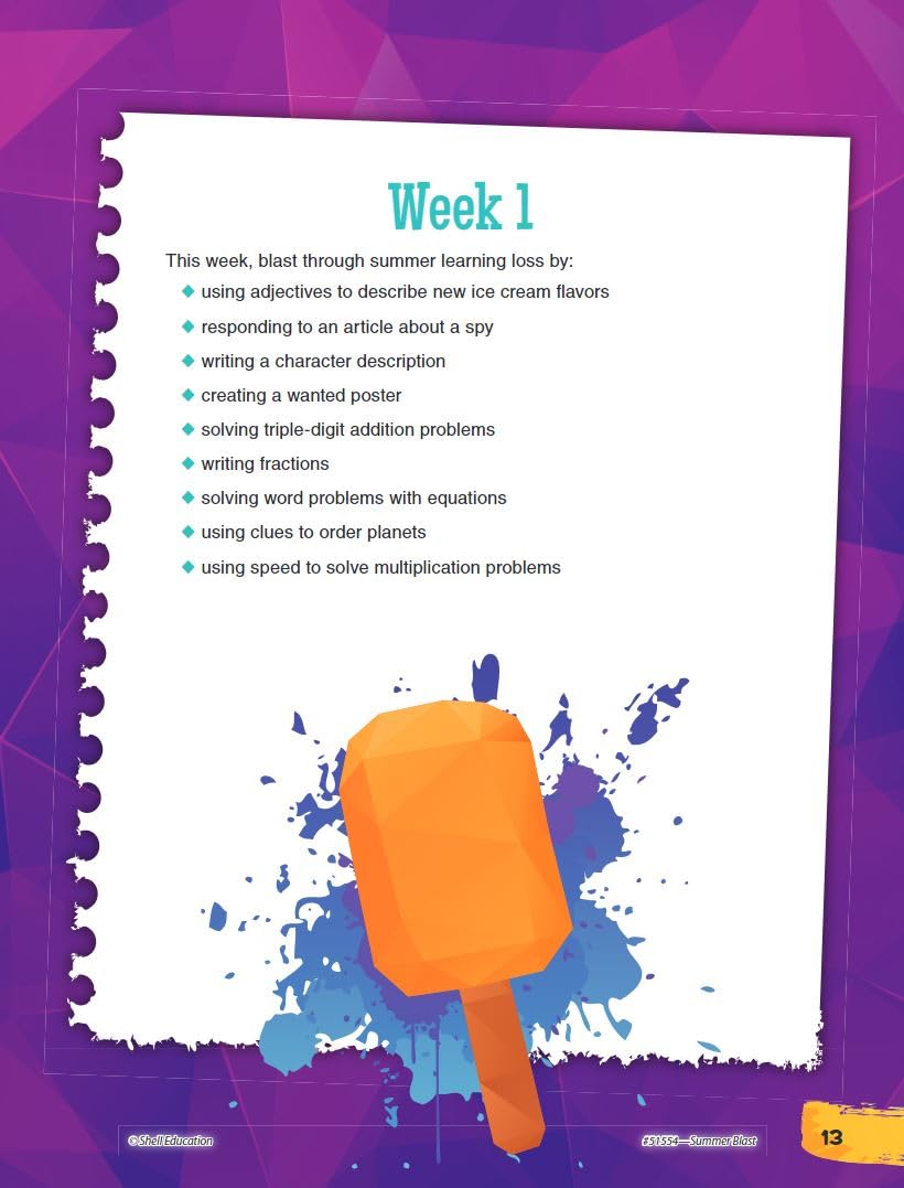 Summer Blast: Getting Ready for Fourth Grade – Full-Color Workbook for Kids Ages 8-10 - Reading, Writing, Art