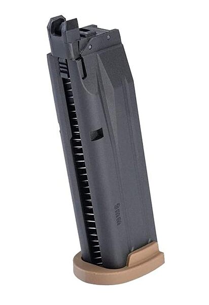 Sig Sauer ProForce 21-Round Airsoft Magazines Compatible with P320 M18 Air Guns | Green Gas Housing | Tan or Black Base Plate Tan Plate