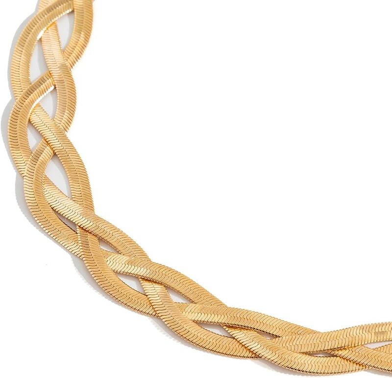 NON-TARNISHING GOLD REPLICA WOOVEN NECKLACE WITH ADJUSTMENT