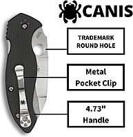 Spyderco Canis Knife with 3.43" CPM S30V Stainless Steel Blade and Carbon Fiber G-10 Laminate Handle - PlainEdge - C248CFP