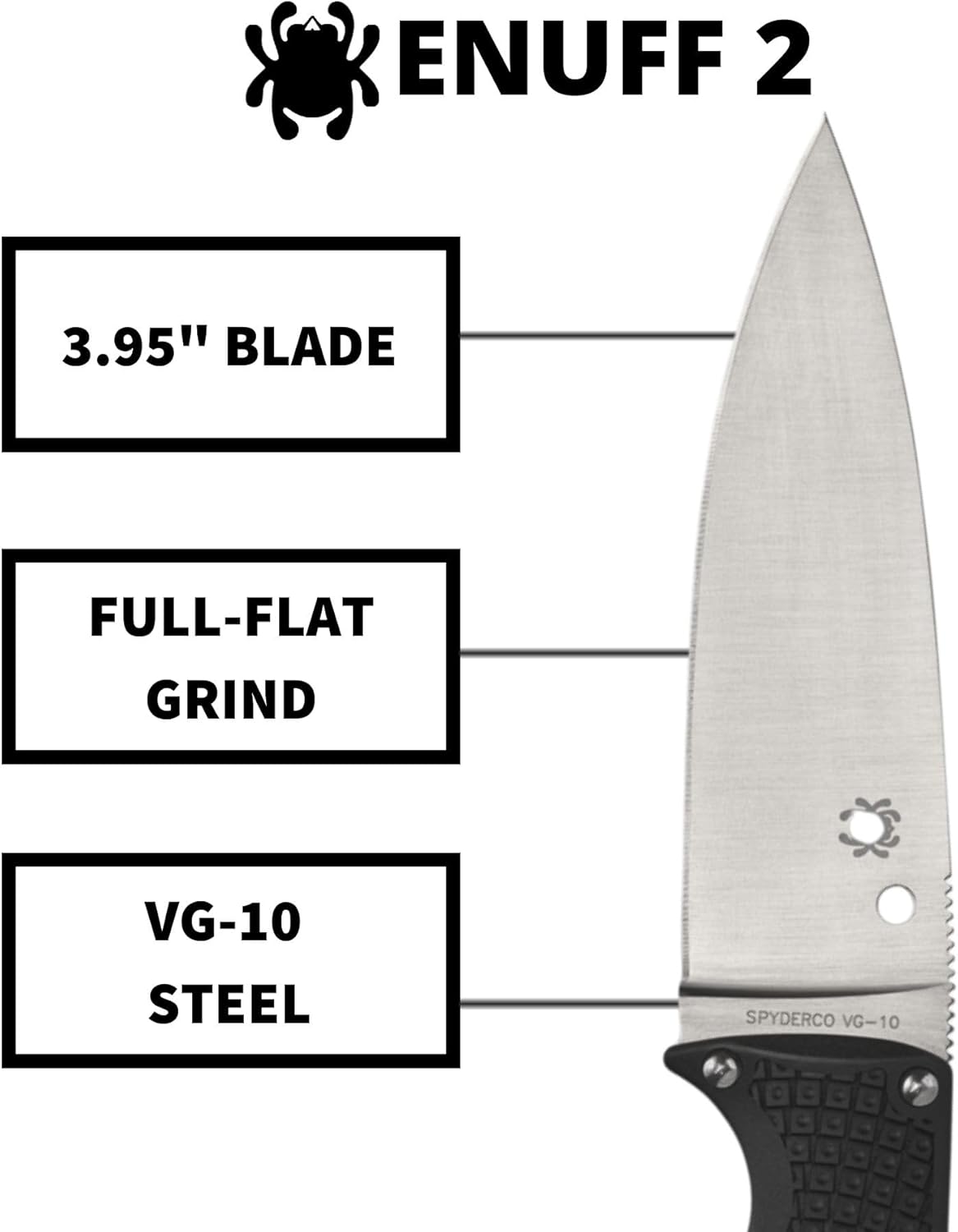 SPYDERCO Enuff 2 Fixed Blade Knife with FRN Handle and Polymer Sheath