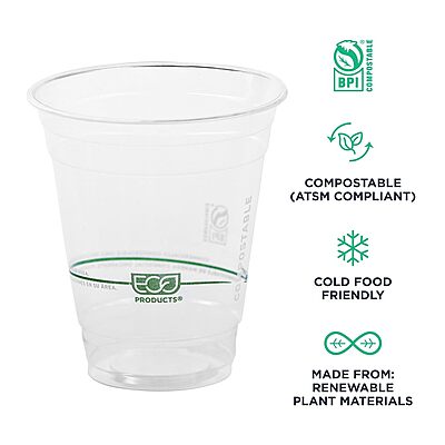 ECO-PRODUCTS GreenStripe Clear Compostable PLA Cold Cups