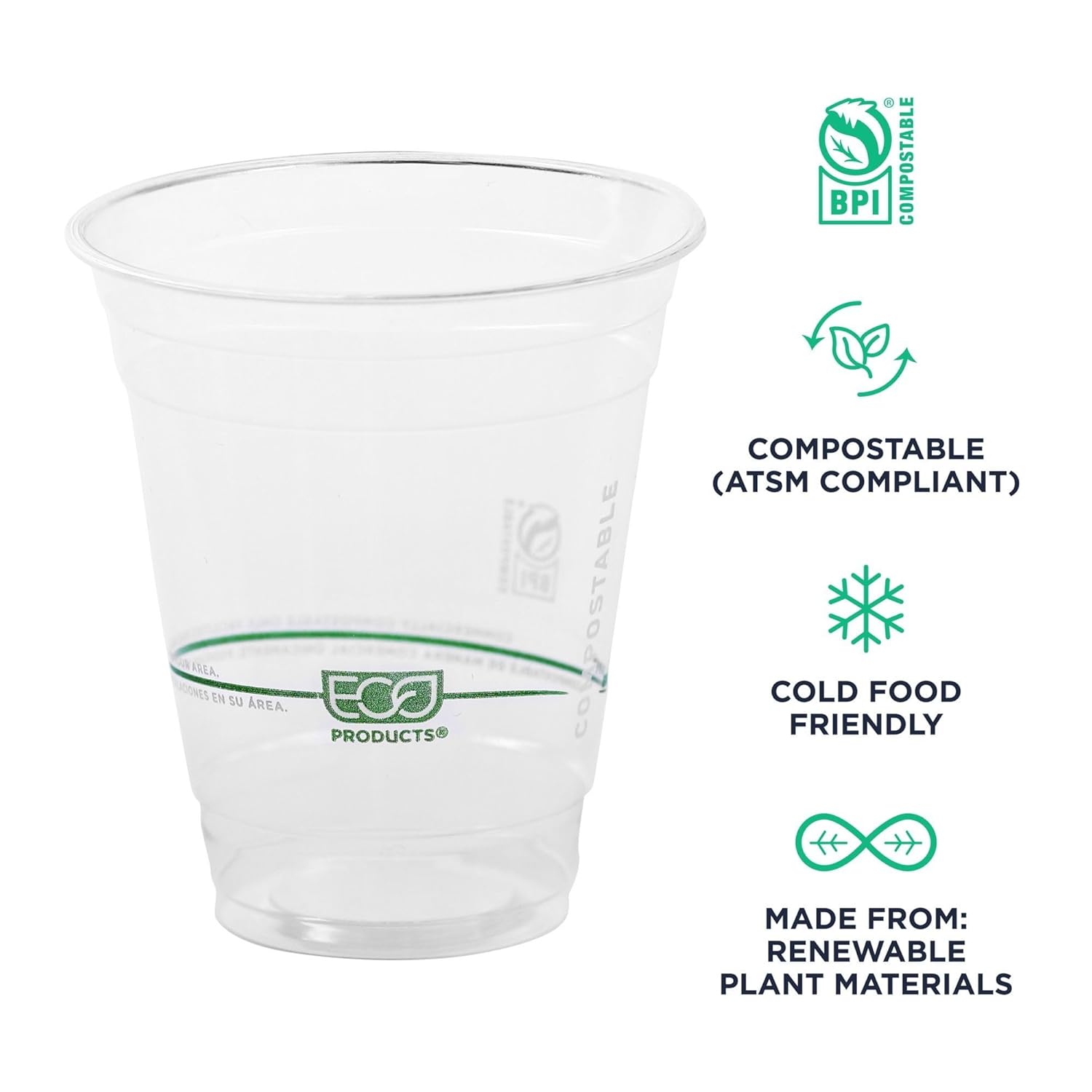 ECO-PRODUCTS GreenStripe Clear Compostable PLA Cold Cups