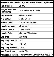 Zak Tool Shortened Round Swivel Key, Black