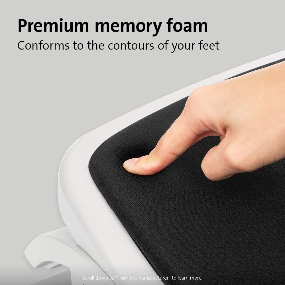 Kensington Foot Rest For Under Desk At Work, Smartfit Comfort Memory Foam Angle and Height Adjustable Footrest