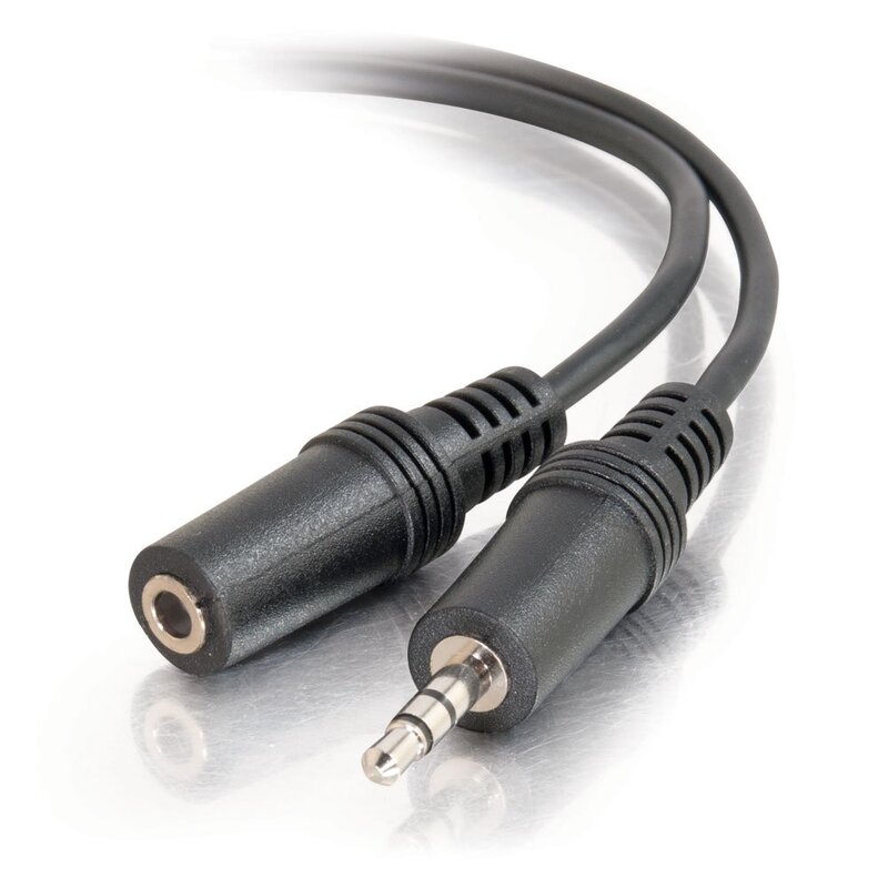 C2G Legrand 3.5MM Stereo Audio Cables, 3.5MM Male to Female Cord, Black Audio Cable with In-Wall, CMG-Rated Jacket, 1.5 Foot 3.5MM Audio Cable, 1 Count, C2G 40405