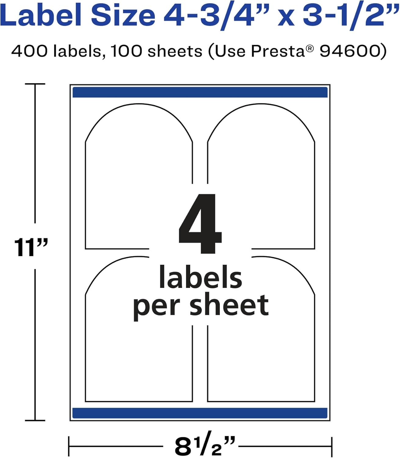 AVERY Glossy Clear Arched Labels, Sure Feed Technology, 4.75" x 3.5", Print-to-the-Edge, Laser/Inkjet Printable