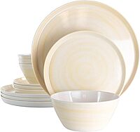 Elama 12-Piece Lightweight Melamine Dinnerware Set