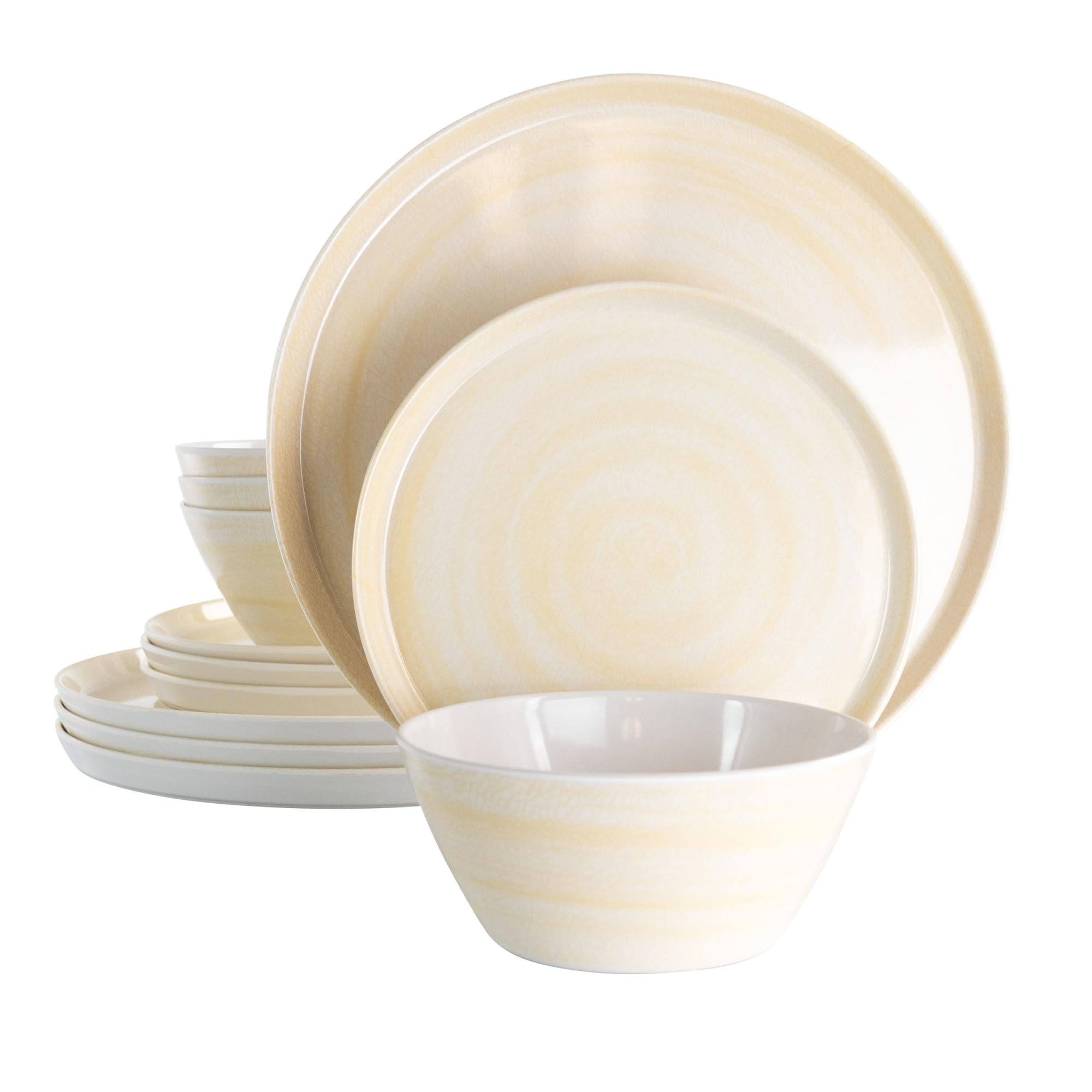 Elama 12-Piece Lightweight Melamine Dinnerware Set