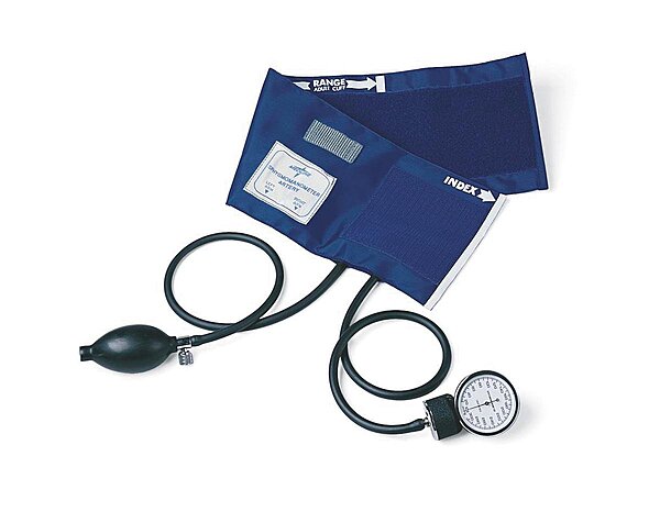 Medline PVC Handheld Aneroid Sphygmomanometer, Accurate Readings, Navy, Adult Blood Pressure Cuff