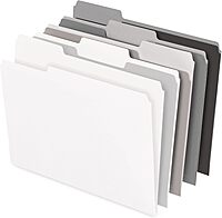 Office Depot® Brand File Folders, 1/3 Cut, Letter Size, Assorted Grayscale Colors, Box of 100 Folders