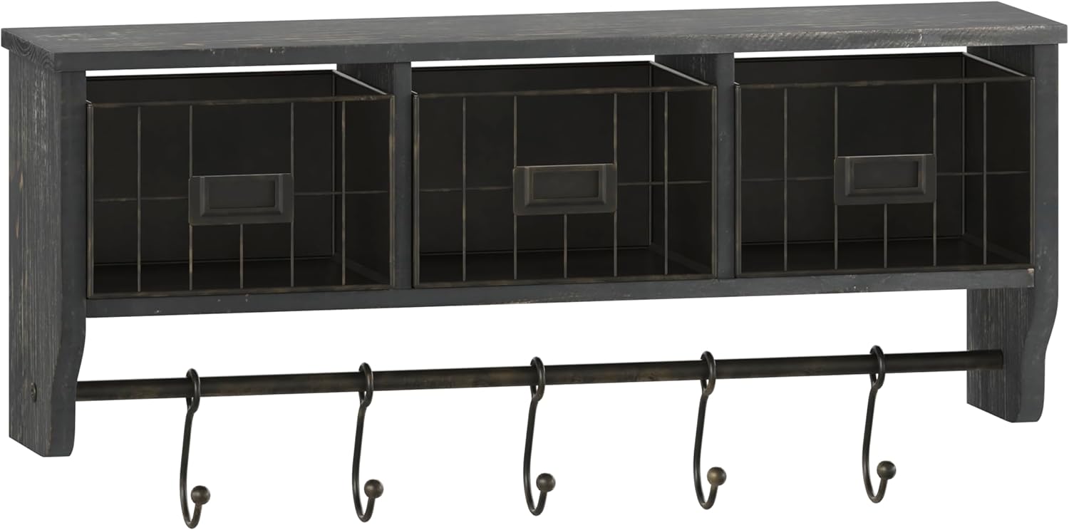 Flash Furniture Daly Wall Mounted Solid Pine Storage Rack