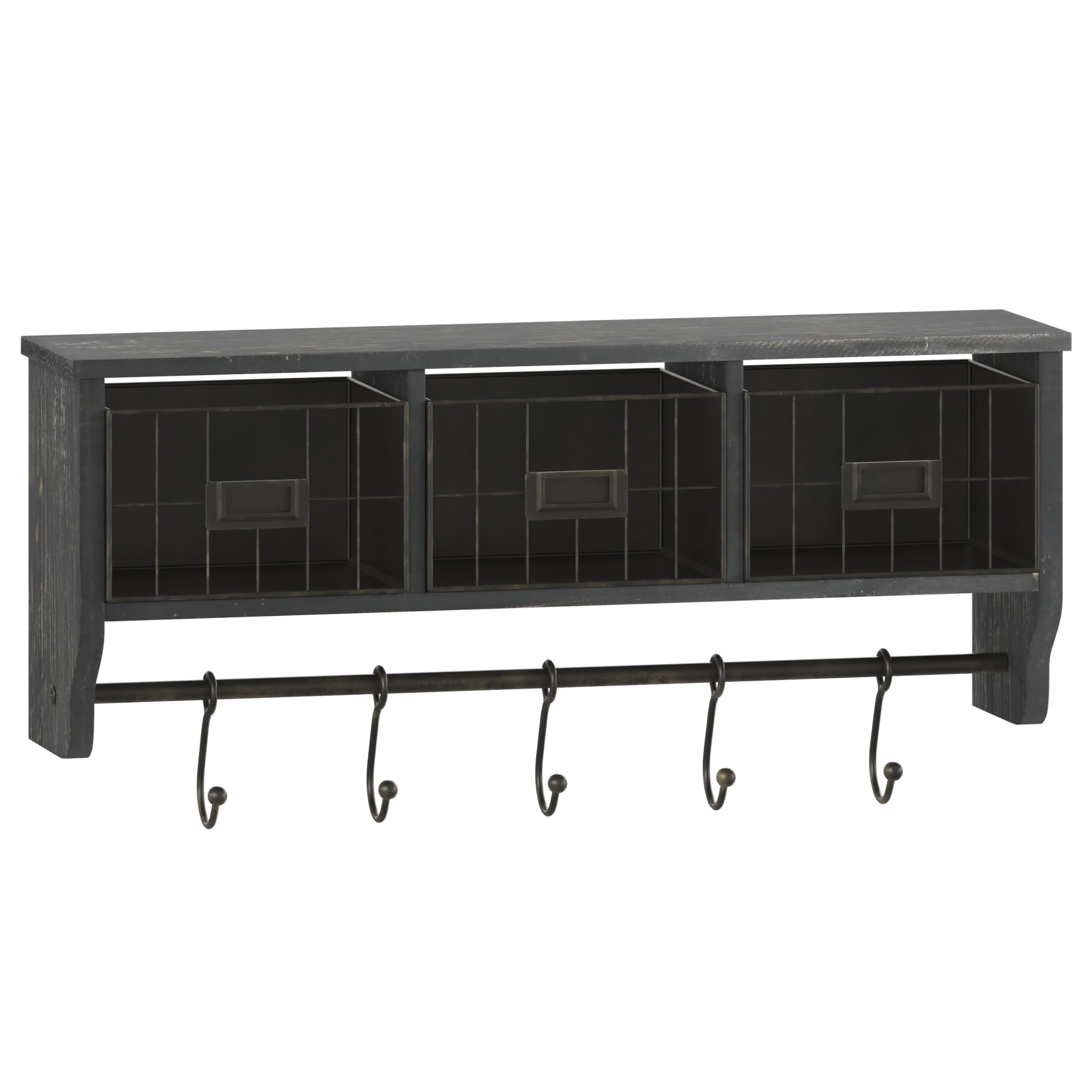 Flash Furniture Daly Wall Mounted Solid Pine Storage Rack