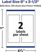 Avery Glossy White Rectangle Labels, Sure Feed Technology, 8" x 3.5", Print-to-The-Edge, Permanent Adhesive, Laser/Inkjet Printable