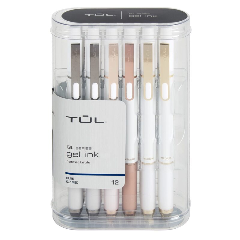 TUL® GL Series Retractable Gel Pens, Medium Point, 0.7 mm, Pearl White Barrel, Blue Ink, Pack Of 12 Pens