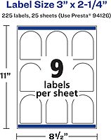 Avery Durable Waterproof Arched Labels, Sure Feed Technology, 3" x 2.25", Print-to-The-Edge