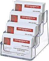 Azar Displays 252004 4 Tier Pocket Business Card Holder, Durable Clear Acrylic Business Card Holder for Desk