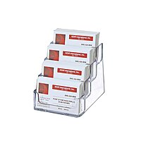 Azar Displays 252004 4 Tier Pocket Business Card Holder, Durable Clear Acrylic Business Card Holder for Desk